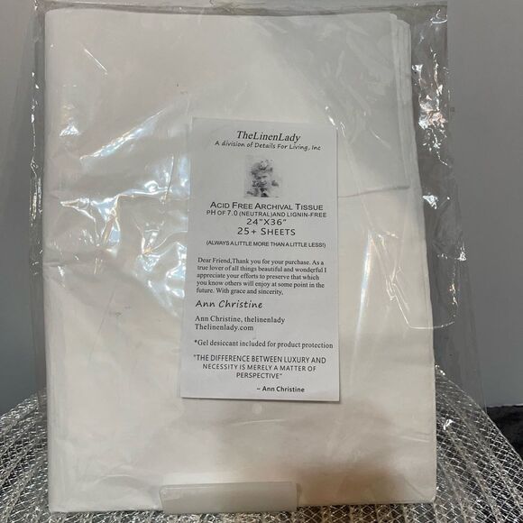 The Linen Lady Acid Free Archival Tissue Paper Pack of 25 Large Sheets NWT - Picture 1 of 2